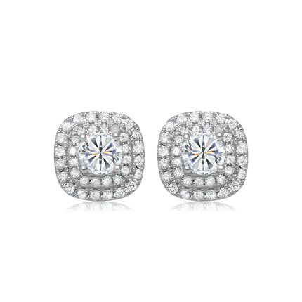Pendientes De Moissanita Cuadrados Con Diseño Elegante Y Versátil En Plata 925