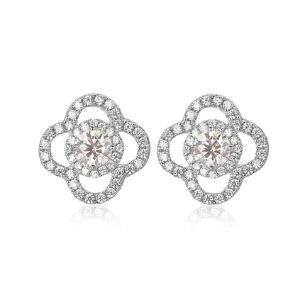 Pendientes De Moissanita En Forma De Trébol De Plata 925
