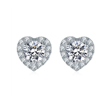Pendientes Con Diseño De Corazón Elegante Y Moissanita En Plata 925