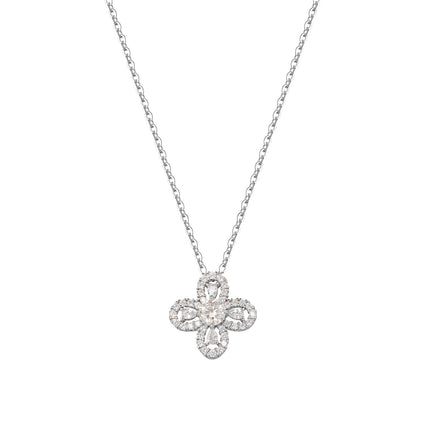 Collar Con Diseño De Trébol De Moissanita Y Plata 925 Moderna Y Elegante