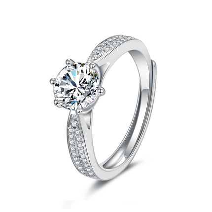 Anillo Clásico Con Diseño De 6 Garras De Moissanita En Plata 925
