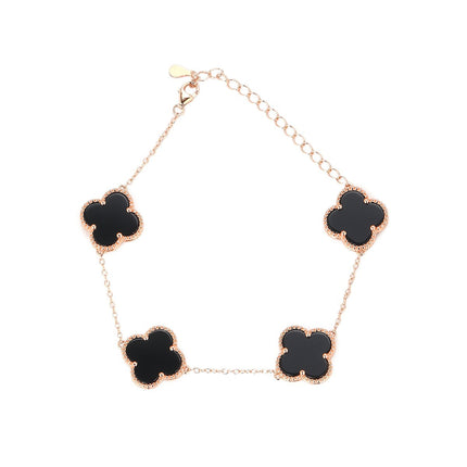 Pulsera Con Diseño De Trébol De Ágata Y Moissanita En Plata 925 Elegante