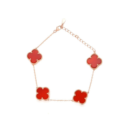 Pulsera Con Diseño De Trébol De Ágata Y Moissanita En Plata 925 Elegante