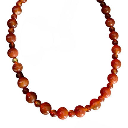 Collar De Cuentas De Ágata Roja, Elegante Clásica Y Estilo Retro