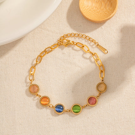 Pulsera De Acero Inoxidable Con Piedra Multicolor, Estilo INS