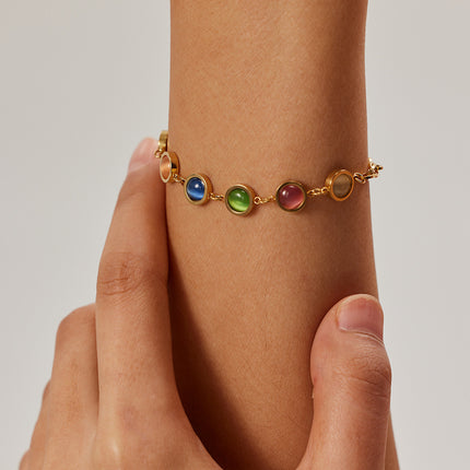 Pulsera De Acero Inoxidable Con Piedra Multicolor, Estilo INS