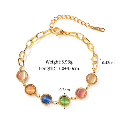 Pulsera De Acero Inoxidable Con Piedra Multicolor, Estilo INS