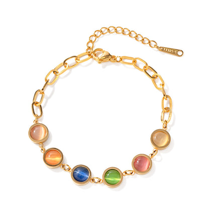 Pulsera De Acero Inoxidable Con Piedra Multicolor, Estilo INS
