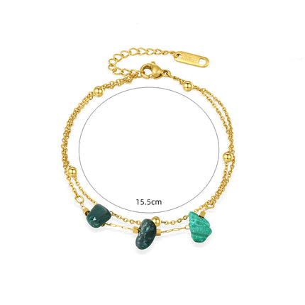 Pulsera De Piedra Natural Con Acero De Titanio, Estilo Vintage