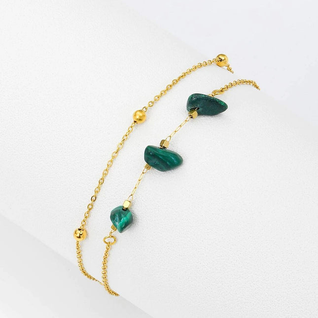 Pulsera De Piedra Natural Con Acero De Titanio, Estilo Vintage