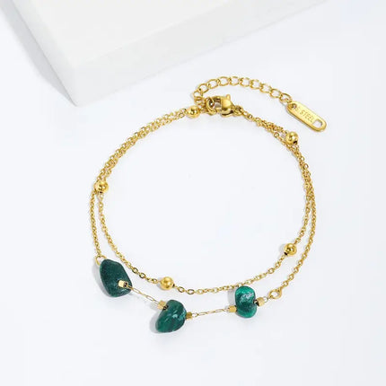 Pulsera De Piedra Natural Con Acero De Titanio, Estilo Vintage