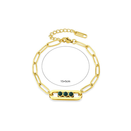 Pulsera De Piedra Natural Con Acero De Titanio, Estilo Vintage