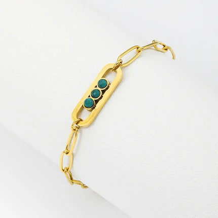 Pulsera De Piedra Natural Con Acero De Titanio, Estilo Vintage