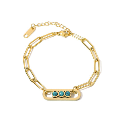 Pulsera De Piedra Natural Con Acero De Titanio, Estilo Vintage