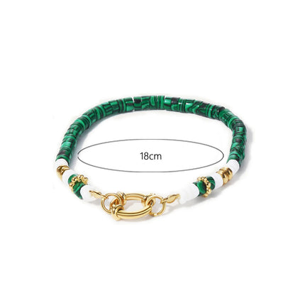 Pulsera De Piedra Natural Con Acero De Titanio, Estilo Vintage