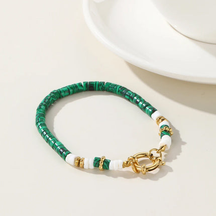 Pulsera De Piedra Natural Con Acero De Titanio, Estilo Vintage