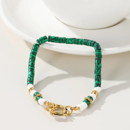 Pulsera De Piedra Natural Con Acero De Titanio, Estilo Vintage