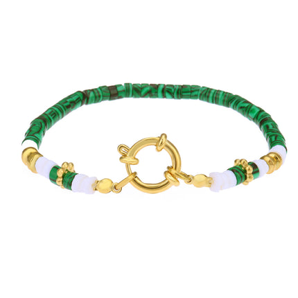 Pulsera De Piedra Natural Con Acero De Titanio, Estilo Vintage