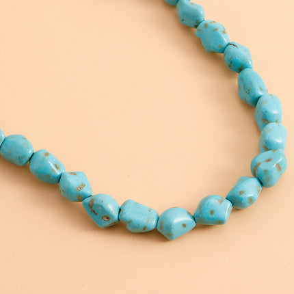 Collar De Turquesa Irregular Con Colgante De Perlas Artificiales