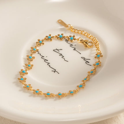 Collar Y Pulsera Florales Acero Titanio, Diseño Único Estilo Campestre