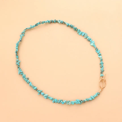 Collar De Turquesa Verde Irregular Con Cierre OT, Estilo Único