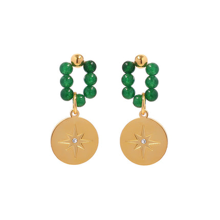 Aretes Con Piedras Naturales De Acero Inoxidable Colgante De Estrella