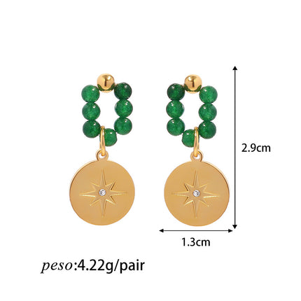 Aretes Con Piedras Naturales De Acero Inoxidable Colgante De Estrella