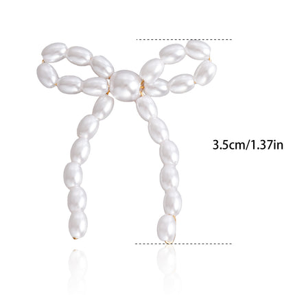 Aretes De Perla Artificiales Elegantes Con Lazo Estilo Delicado