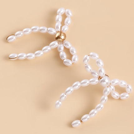 Aretes De Perla Artificiales Elegantes Con Lazo Estilo Delicado