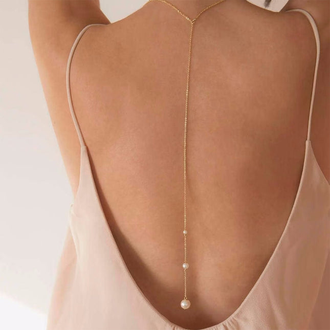 Cadena Elegante Para El Cuerpo De La Espalda En Forma De Y Sencillo Con Perlas De Imitación
