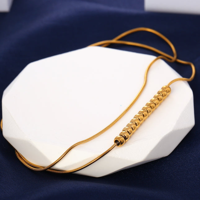 Tobillera Cadena De Acero Inoxidable De Doble Serpiente Con Múltiples Bolas Moda Para Mujer