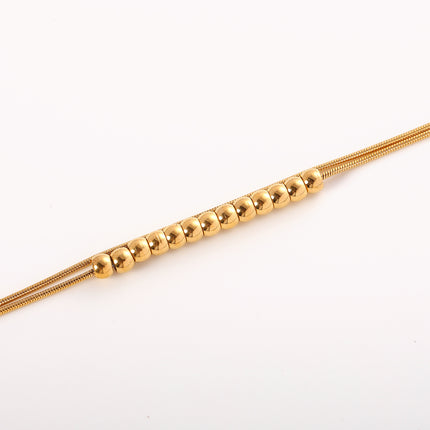 Tobillera Cadena De Acero Inoxidable De Doble Serpiente Con Múltiples Bolas Moda Para Mujer