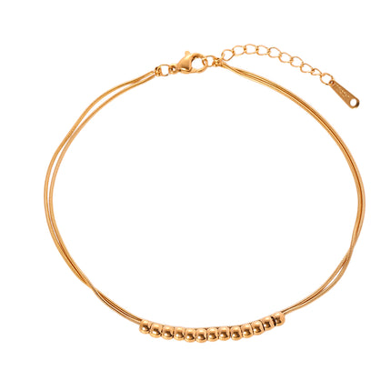 Tobillera Cadena De Acero Inoxidable De Doble Serpiente Con Múltiples Bolas Moda Para Mujer