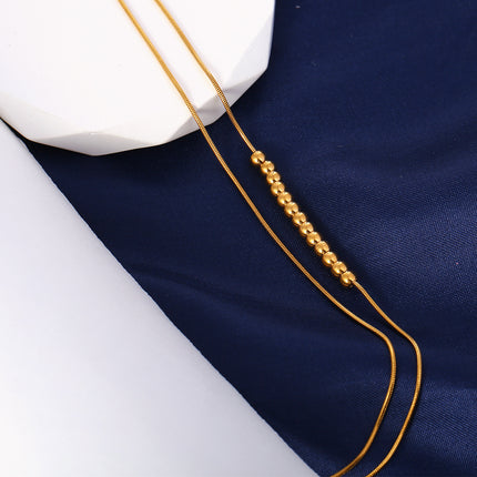 Tobillera Cadena De Acero Inoxidable De Doble Serpiente Con Múltiples Bolas Moda Para Mujer
