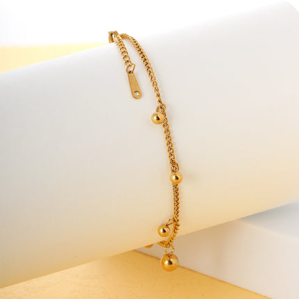 Tobillera Cadenas De Acero Inoxidable Con Bolas Redondas Moda Para Mujer