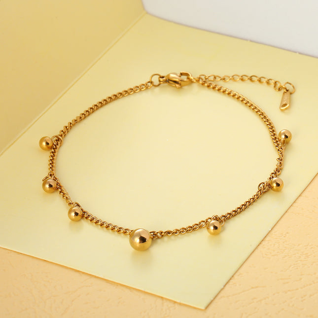 Tobillera Cadenas De Acero Inoxidable Con Bolas Redondas Moda Para Mujer