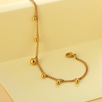 Tobillera Cadenas De Acero Inoxidable Con Bolas Redondas Moda Para Mujer