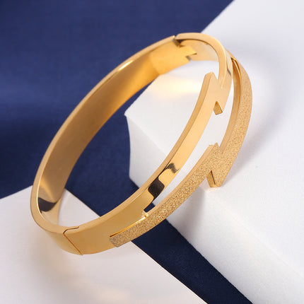 Pulsera Brazalete De Acero Inoxidable Con Diseño Doble Capa Y Forma De Z