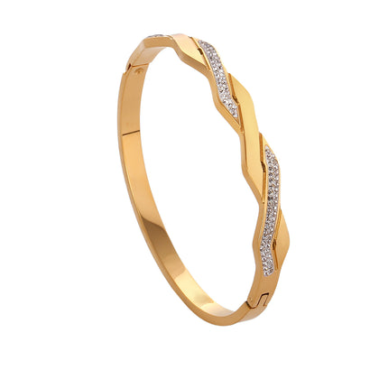 Pulsera Brazalete De Acero Inoxidable Con Diseño Doble Capa Y Forma De Z