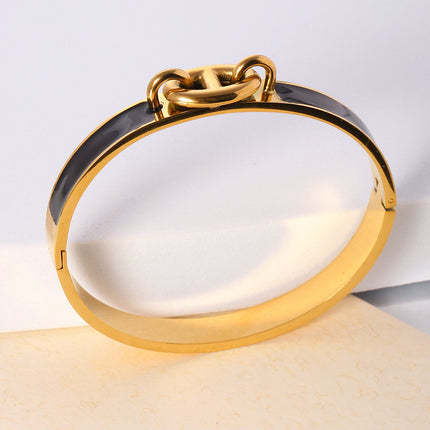 Pulsera Brazalete De Acero Inoxidable Con Un Forma De Nariz De Cerdo