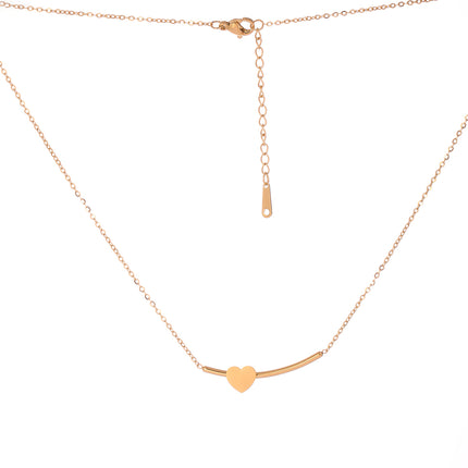 Collar Con Colgante De Corazón Liso Y Cadena De Tubo Estilo Versátil