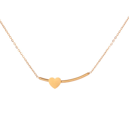 Collar Con Colgante De Corazón Liso Y Cadena De Tubo Estilo Versátil