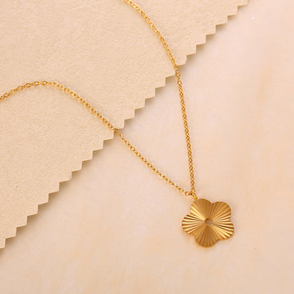Collar De Cadena Fina Con Flor De Cinco Pétalos De Acero Inoxidable