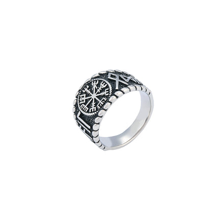 Anillo Con Diseño Vintage Letra Vikinga Estilo Para Hombre De Acero Inoxidable