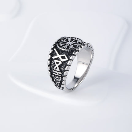 Anillo Con Diseño Vintage Letra Vikinga Estilo Para Hombre De Acero Inoxidable