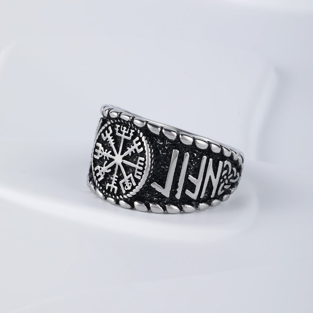Anillo Con Diseño Vintage Letra Vikinga Estilo Para Hombre De Acero Inoxidable