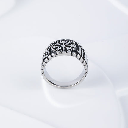 Anillo Con Diseño Vintage Letra Vikinga Estilo Para Hombre De Acero Inoxidable