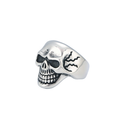 Anillo Con Diseño De Calavera Vintage Para Hombre En Acero Inoxidable Chapado En Plata