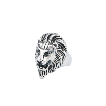 Anillo Con Diseño Vintage De Cabeza De León Para Hombre De Acero Inoxidable