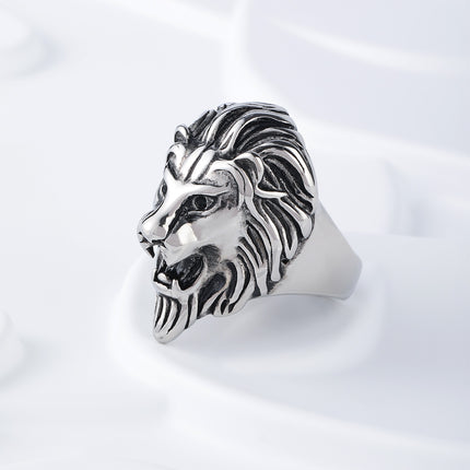 Anillo Con Diseño Vintage De Cabeza De León Para Hombre De Acero Inoxidable